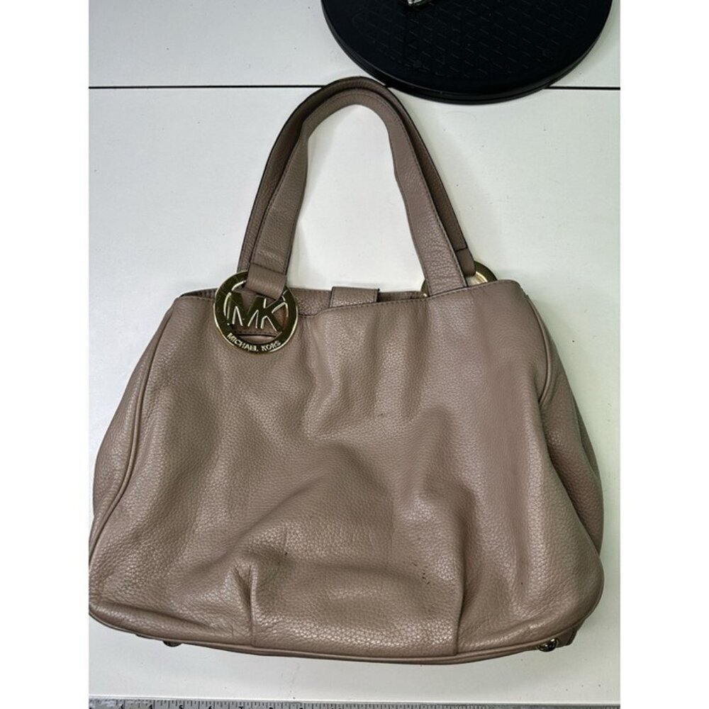 Michael Kors Fulton Purse Carmel Brown Pebbled Leather Shoulder Bag Tote Shopper - Picture 8 of 12